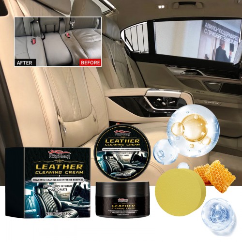 Rayhong Leather Cleaning Cream Car Leather Seat Maintenance Care Oil, Interior Polishing Furbished Leather Sofa Cleaning, Stain Removal 100g